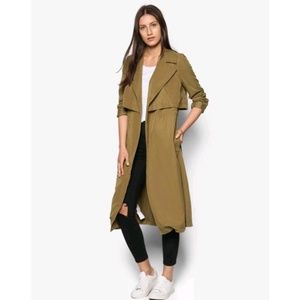 Mango Brown Modal Trench Coat Collared